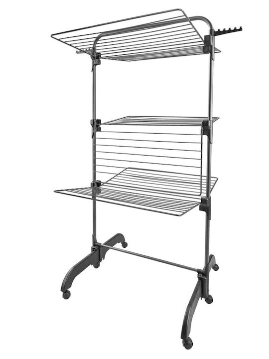 vidaXL Folding Floor Clothes Drying Rack Made of Metal with 42m Hanging Length