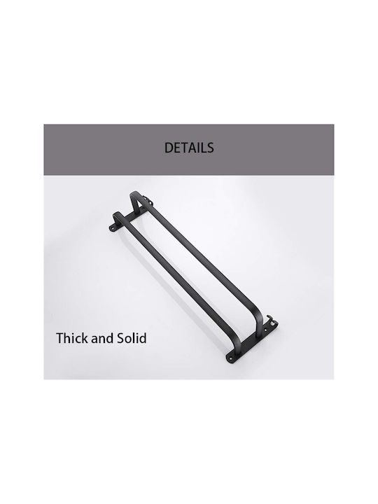 Ράγα Μπάνιου Διπλή Επιτοίχια με Βίδες ​60x11cm Inox Μαύρη
