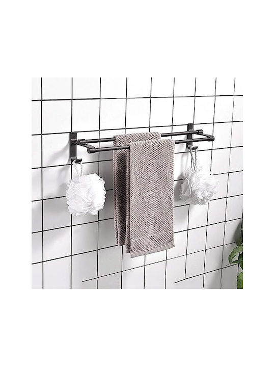 Double Wall-Mounted Bathroom Rail ​60x11cm Inox Black