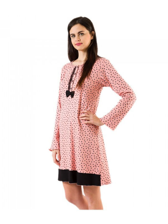 Zen Intimates Winter Cotton Women's Nightdress Pink