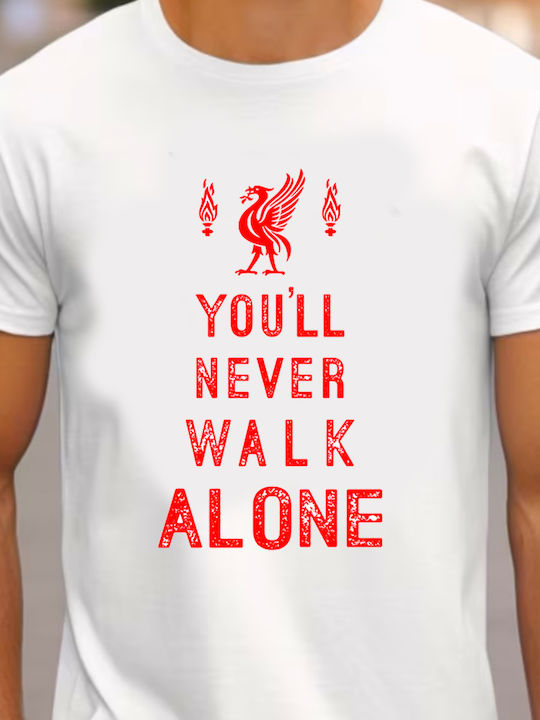 Fruit of the Loom Liverpool You Will Never Walk Alone T-shirt Λευκό Βαμβακερό