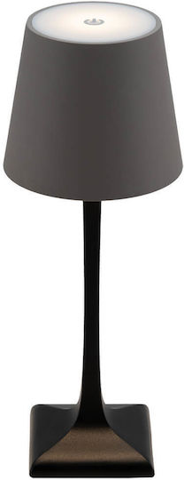 Securit Metal Table Lamp LED with Gray Shade and Black Base