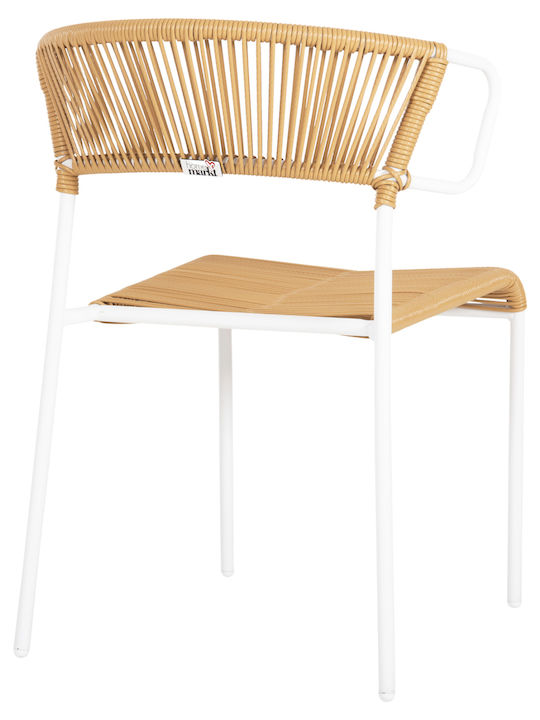 Scaun de exterior Rattan Suki Alb 54x62x80cm