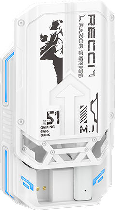 Recci Razor Earbud Bluetooth Handsfree Ακουστικά με Θήκη Φόρτισης Λευκά