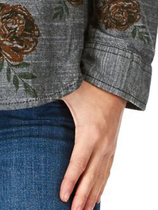 Women's Floral Long Sleeve Shirt Black