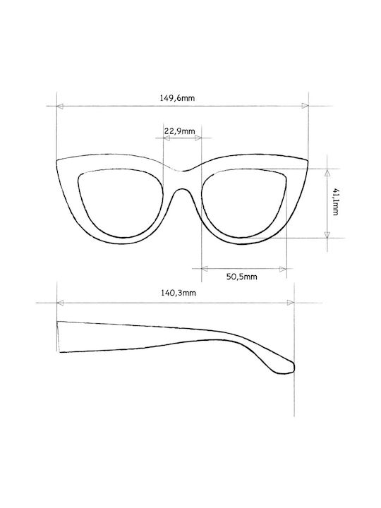 Okkia Claudia Women's Sunglasses with Black Plastic Frame and Black Gradient Lens OK013BK
