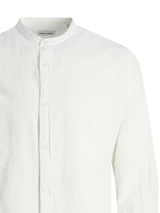 JJELINEN Long Sleeve Linen Shirt in Slim Fit White