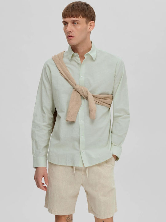 Selected Long-sleeved Linen Shirt Green