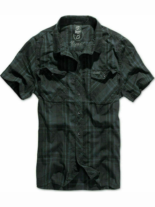 Къс ръкав Памучен Риза Каре Black / Blue