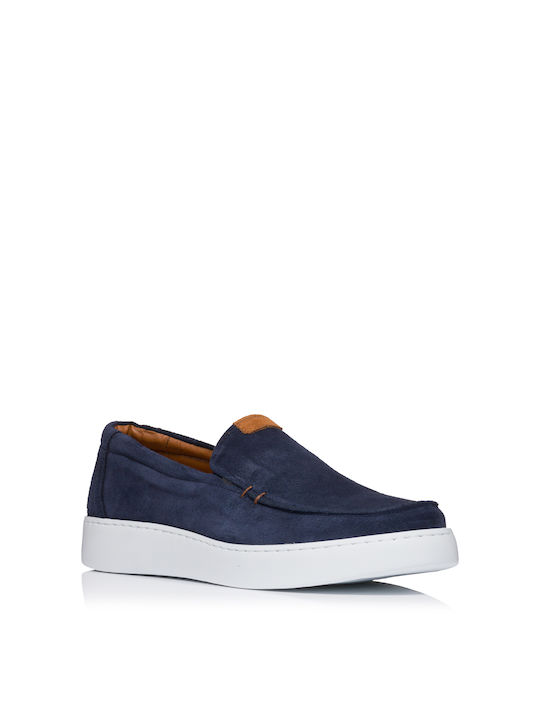 Antonio Shoes Leder Herren Mokassins in Blau Farbe