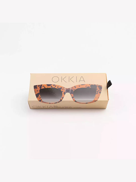 Okkia Claudia Women's Sunglasses with Brown Tartaruga Plastic Frame and Purple Gradient Lens OK013TU