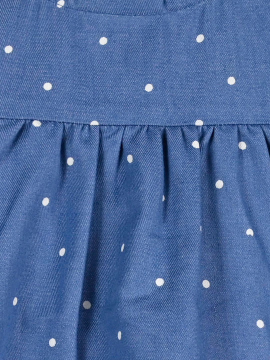 Rochie pentru Copii Mânecă lungă Denim Cu buline Blue