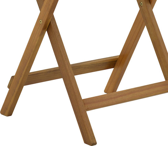 Auxiliary Table for Small Outdoor Spaces Made of Acacia Foldable Lazio Natural Acacia Wood 50x50x70cm