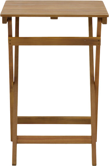 Auxiliary Table for Small Outdoor Spaces Made of Acacia Foldable Lazio Natural Acacia Wood 50x50x70cm