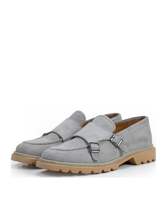 Men's Leather Monk Shoes Gray