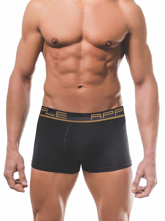 Apple Boxer Herren Boxershorts Black/Grey/Gold Letters 1Packung