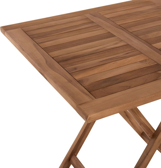 Garden & Terrace Table for Small Outdoor Spaces from Teak Foldable Natural 80x80x75cm