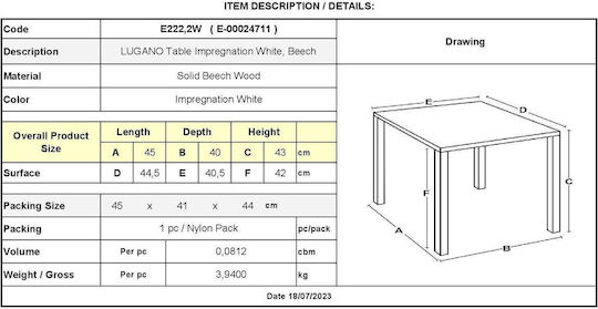 Auxiliary Table Lugano 45x40x43 White Auxiliary Table Lugano 45x40x43 White
