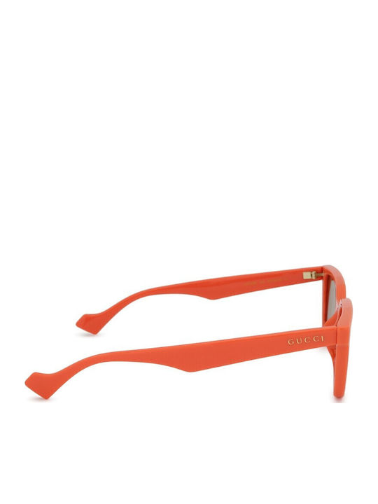 Gucci Damen Sonnenbrille mit Orange Kunststoff Gestell und Braun Linse GG1539S 004