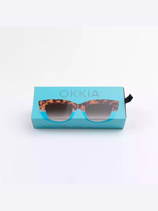 Okkia Claudia Woman Sunglasses with Brown Tartaruga Horn-Rimmed Frame and Black Gradient Lens OK013HB