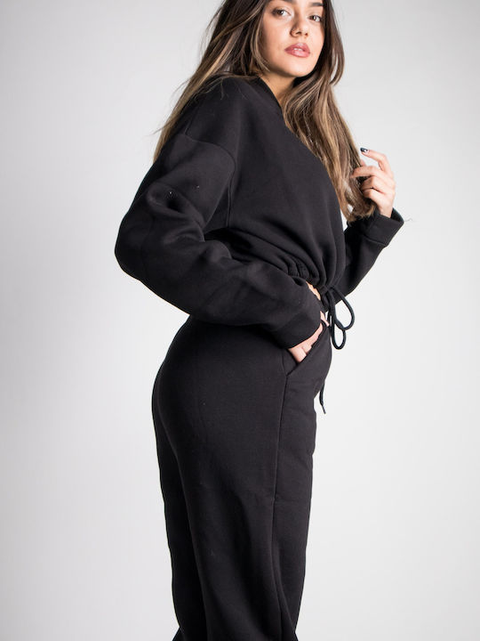 Femei Black Set cu Pantaloni cu elastic cu Croială Relaxată