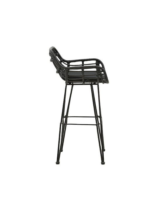 Scaun Rafturi și dulapuri pentru vin de Grădină Rattan Naoki cu pernă Negru 1buc 52x50x90cm