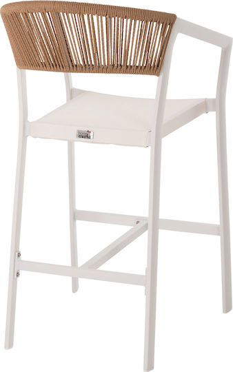 Gartenhocker Für Bar Außenseite Aus Aluminium Weiß Beige 57x61x103cm
