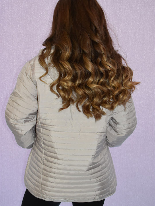 Women's Short Lifestyle Jacket for Winter Beige