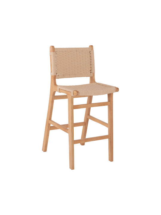 Stool Bar with Backrest Wooden Rubberwood Brown 45x46x95cm