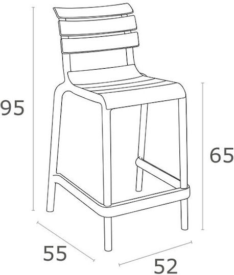 Bar Stool for Outdoor Space made of Polypropylene Helen White 55x52x95cm