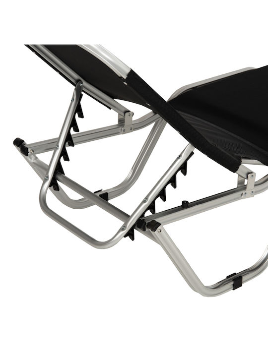Liegestuhl Aluminium Waldo mit Kissen Schwarz 190x60x30cm.