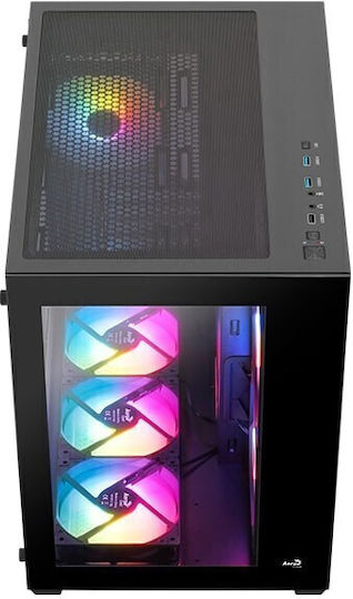 Aerocool Dryft-BK-v2 Gaming Mini Tower Carcasă PC cu Deschidere Laterală și Sistem Iluminare RGB Neagră