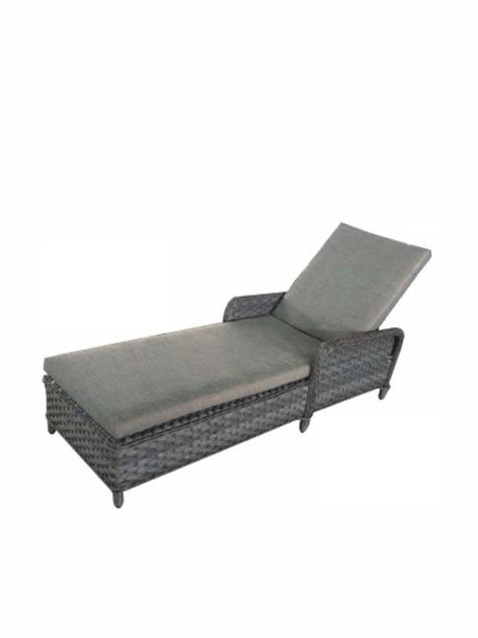 Ξαπλώστρα Rattan Alicia με Μαξιλάρι Γκρι 210x52x52εκ.