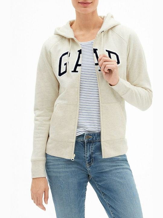 GAP Women's Hooded Fleece Cardigan Beige