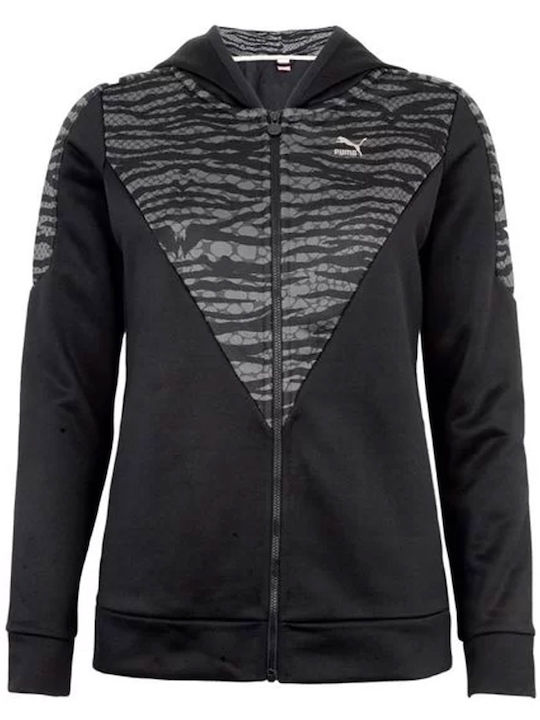 Lang Damen Sweatshirtjacke Kapuzen Schwarz
