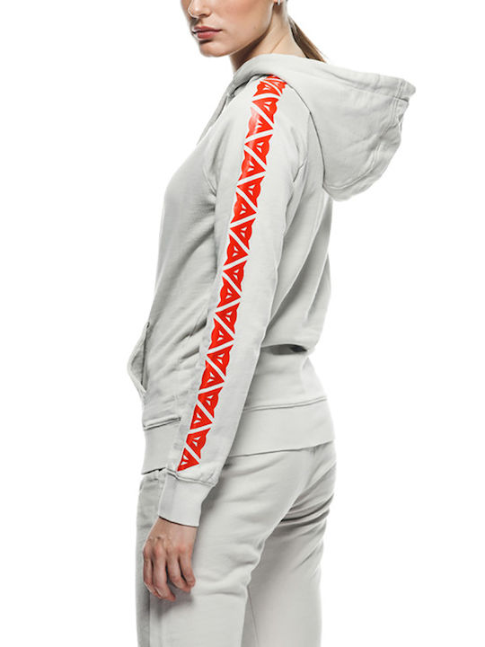 Dainese Women's Hooded Sweatshirt Ανοιχτό γκρι/φλουό κόκκινο.