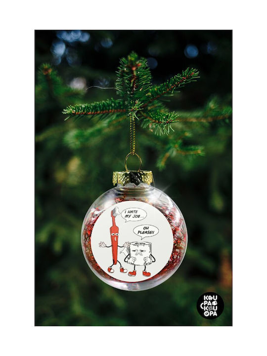 I Hate My Job Christmas Tree Ball Transparent Red Filling 8cm