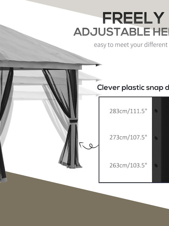 Outsunny Gazebo Grădină Gri x4m