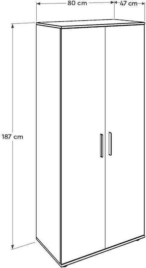 Jodi Doppeltür Kleiderschrank 80x47x187cm