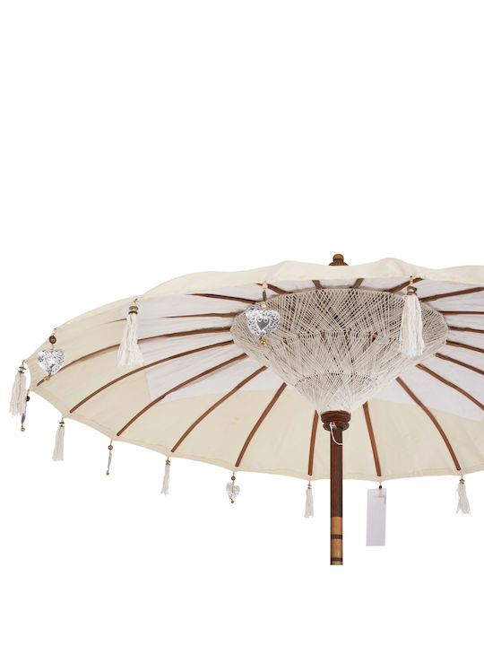 Professional Circular Wicker Umbrella Ecru F2xY2m