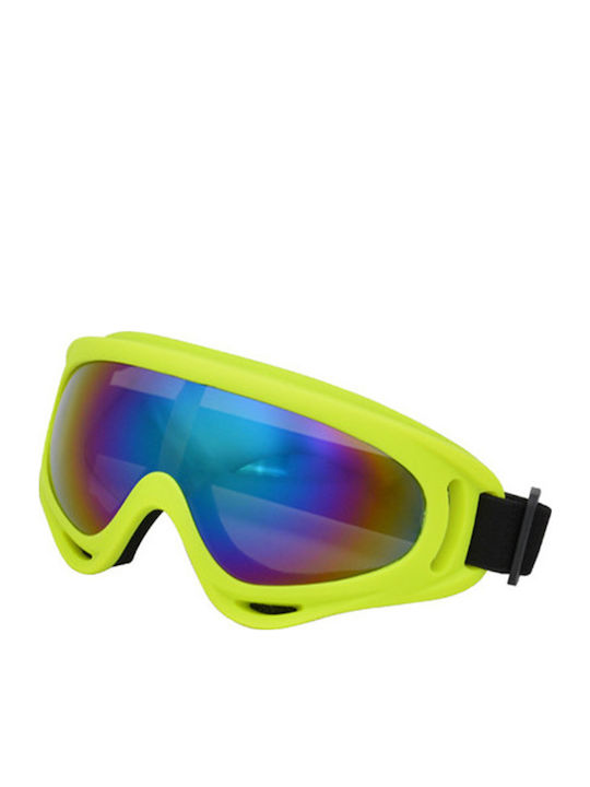 WKN-1465 Μάσκα Σκι & Snowboard Ενηλίκων Μαύρη με Φακό Καθρέπτη σε Πολύχρωμο Χρώμα