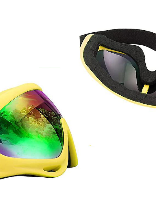 WKN-1465 Μάσκα Σκι & Snowboard Ενηλίκων Μαύρη με Φακό Καθρέπτη σε Πολύχρωμο Χρώμα