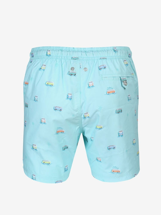 John Frank Mini Van Men's Swimwear Shorts Light Blue