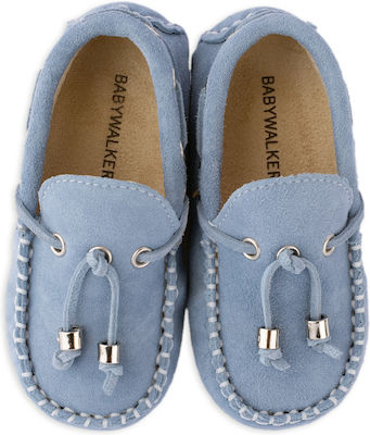 Babywalker Baptism Leather Moccasins Σιέλ