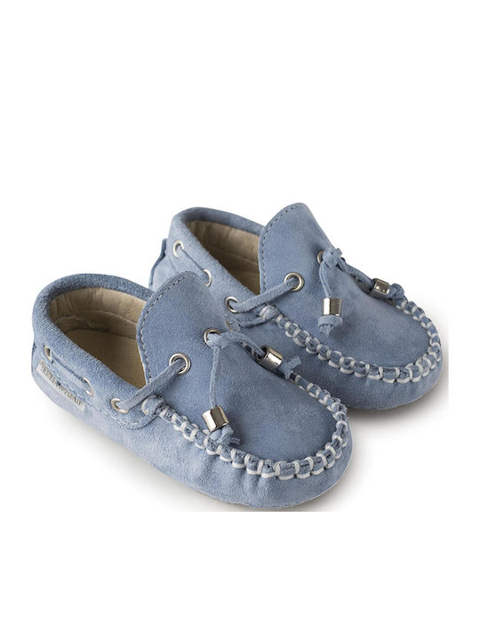 Babywalker Baptism Leather Moccasins Σιέλ BW4139