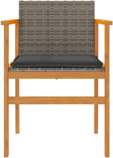 Outdoor Chair Rattan Garden Grey with Cushion 2pcs 55x55x78cm