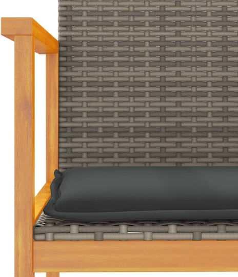 Outdoor Chair Rattan Garden Grey with Cushion 2pcs 55x55x78cm