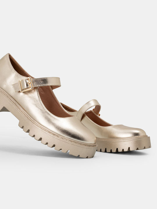 Synthetic Leather Ballerinas Gold
