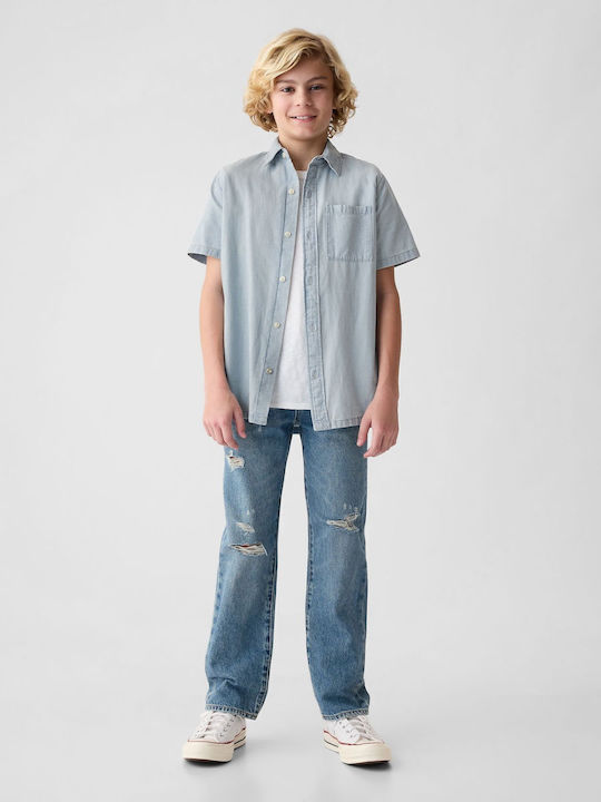 Kids One Color Shirt Short Sleeve Denim light wash