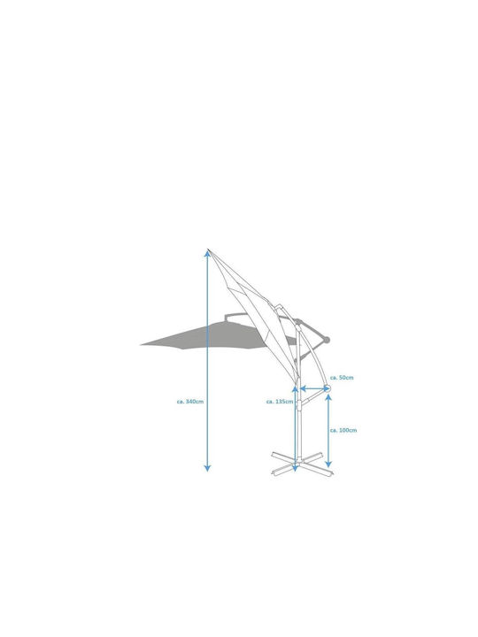 Hanging Circular Aluminum Garden Parasol White Diameter 3m